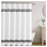 Seasonwood Black and White Shower Curtain Farmhouse Shower Curtain Striped Shower Curtains for Bathroom Sets Boho Shower Curtains with Tassels Modern Bathroom Curtains Decor Waterproof Fabric 72"x72"
