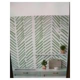 Guvana Green and White Line Pattern Perl and Stick Wallpaper 17.7 x 197in
