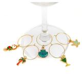 MOSNLEILA Wine Glass Charms - Stem Glass Markers & Identifiers - Funny Drink Tags for Christmas & Parties Decorations-Summer Beach Themed Set of 18