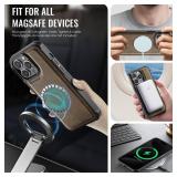 Usroom Compatible with Magsafe for iPhone 12 Pro Max Wallet Case Magnetic Card Holder, RFID Blocking 2 in 1 Detachable Kickstand Shockproof Case for Women Men, Brown