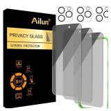 Ailun 3Pack Privacy Screen Protector for iPhone 16 Pro [6.3 inch]+3Pack Camera Lens Protector,Dynamic Island Compatible,Anti Spy Tempered Glass[9H Hardness][Not for iPhone 16/16 Plus/16 Pro Max/16e]