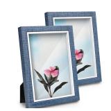 Shampsen Picture Frames 5x7 Navy Blue Picture Frames Set of 2 for Wall and Tabletop Home Decor Gift for Birthday, Anniversary, Mother