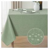 Veblandy Rectangle Tablecloth Linen Textured Waterproof & Stain Resistant Table Cloth Wrinkle Free Decorative Fabric Farmhouse Table Cover for Dining/Party/Buffet/Wedding, 60 x 120 Inch, Sage Green