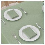 Veblandy Rectangle Tablecloth Linen Textured Waterproof & Stain Resistant Table Cloth Wrinkle Free Decorative Fabric Farmhouse Table Cover for Dining/Party/Buffet/Wedding, 60 x 120 Inch, Sage Green