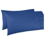 Amazon Basics 400 Thread Count Cotton Pillow Cases, King, 40" L x 20" W, Navy - Set of 2, Pillows Not Included