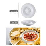 LAUCHUH Porcelain Chip and Dip Serving Divided Serving Tray Appetizers and Cheeses Serving Platter Compartment Dish for Thanksgiving, Christmas, Snack, Fruit, Veggies, Candy, 12-inch Set of 1