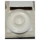 LAUCHUH Porcelain Chip and Dip Serving Divided Serving Tray Appetizers and Cheeses Serving Platter Compartment Dish for Thanksgiving, Christmas, Snack, Fruit, Veggies, Candy, 12-inch Set of 1