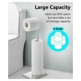 Toilet Paper Holder Stand, Free Standing Toilet Paper Holder with 4 Rolls for Bathroom, Weighted Base Toilet Paper Stand, Chrome