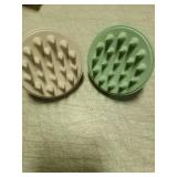 HEETA Scalp Massager Hair Growth 2-Pack, Silicone Scalp Scrubber Shampoo Brush for Exfoliation Dandruff Removal Head Massage Stress Relax, Wet & Dry Use for Women Men Hair Care, Wheat Straw Material