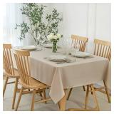 Maxmill Faux Linen Texture Tablecloth Stain Resistant Waterproof Wrinkle Resistant Washable Table Cloth, Fabric Decoration for Dining Room Banquet Parties Dinner, Rectangle 60 x 120 Inch, Natural
