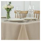 Maxmill Faux Linen Texture Tablecloth Stain Resistant Waterproof Wrinkle Resistant Washable Table Cloth, Fabric Decoration for Dining Room Banquet Parties Dinner, Rectangle 60 x 120 Inch, Natural