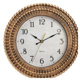 Bekith Wall Clock 12 Inch Silent Non-Ticking Retro Wall Clocks Battery Operated, Round Vintage Decorative Clock for Kitchen, Home, Office, Bedroom, Living Room, Bathroom, School