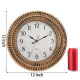 Bekith Wall Clock 12 Inch Silent Non-Ticking Retro Wall Clocks Battery Operated, Round Vintage Decorative Clock for Kitchen, Home, Office, Bedroom, Living Room, Bathroom, School