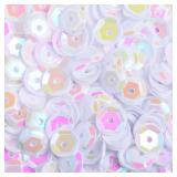4500Pcs 6mm Loose Sequins Bulk Cup, Paillettes Glitter Round Embroidery Craft Sequins Spangles for Sewing Dress Bags Clothing Wedding Christmas Jewelry Making Crafts Decorations(01 AB White)