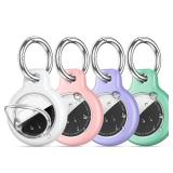 Inesore 4 Pack Holder Compatible with Airtag, Waterproof Protective Case with Keychain, Anti-Scratch Holder for Air Tag for GPS Item Finder Tracker, Luggage, Pet, Key Ring, Multi-Coloured
