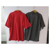 APPEARS NEW - Edwards & Extreme Performance Polo Shirt Set, Red & Grey. (Size Large) 2 Pack