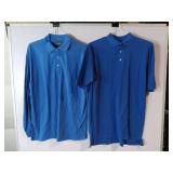 APPEARS NEW - Screenmates Longsleeve & Anvil Short Sleeve Polo Shirts, Blue. (Size Large) 2 Pack