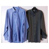 APPEARS NEW - Edwards Long Sleeve Button Down Shirts, Charcoal Grey & Blue. (Size Large) 2 Pack