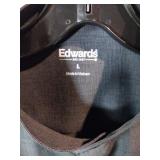 APPEARS NEW - Edwards Long Sleeve Button Down Shirts, Charcoal Grey & Blue. (Size Large) 2 Pack