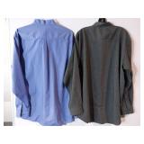 APPEARS NEW - Edwards Long Sleeve Button Down Shirts, Charcoal Grey & Blue. (Size Large) 2 Pack
