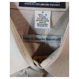 APPEARS NEW - Lady Edwards & Jonathan Corey Ladies Button Down Shirts, Blue & Khaki (Size Medium) 2 Pack