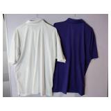 APPEARS NEW - Blue Generation & Sport-Tek Polo Shirts, White & Purple. (Size 2XL) 2 Pack