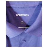 APPEARS NEW - Blue Generation & Sport-Tek Polo Shirts, White & Purple. (Size 2XL) 2 Pack