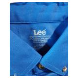 APPEARS NEW - Lee & RedKap Short Sleeve Button-Down Shirts, Blue & White (Size Medium) 2 Pack