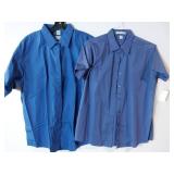APPEARS NEW - Lady Edwards & Port Authority Blue Button-Down Work Shirts (Size Large) 2 Pack