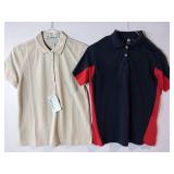 APPEARS NEW - Extreme and Hartwell Brand Ladies Polo Shirts, Khaki & Navy/Red (Size Medium) 2 Pack