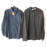 APPEARS NEW - Harrington & Lady Edwards Navy Blue and Black Button-Down Shirts (Size XL) 2 Pack
