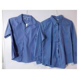 APPEARS NEW - Edwards Ladies Blue Button-Down Long Sleeve & Short Sleeve Shirts (Size Small) 2 Pack