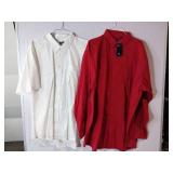 APPEARS NEW - Edwards Short Sleeve & Blue Generation Long Sleeve Button-Down Dress Shirts, Red & White (Size 3XLT) 2 Pack
