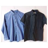 APPEARS NEW - Edwards & RedKap Ladies Button-Down Dress Shirts, Navy & Blue (Size Medium) 2 Pack