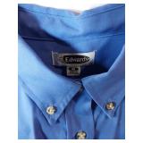 APPEARS NEW - Edwards & RedKap Ladies Button-Down Dress Shirts, Navy & Blue (Size Medium) 2 Pack