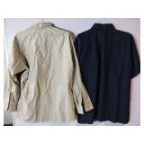 APPEARS NEW - RedKap Button-Down Shirts, Longsleeve Khaki and Navy Short Sleeve (Size XL) 2 Pack