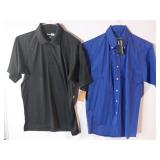 APPEARS NEW - Cornerstone Polo and Blue Generation Button-Down Shirts, Black & Blue (Size Small) 2 Pack