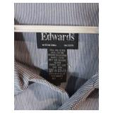 APPEARS NEW - Edwards Gray Striped Short Sleeve Work Shirt (Size Large)