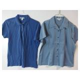 APPEARS NEW - Port Authority Ladies Blue & Light Blue Button-Down Shirts (Size Large) 2 Pack
