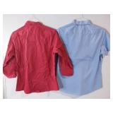 APPEARS NEW - Port Authority Ladies Button-Down Shirt Set,  Red & Light Blue (Size Medium) 2 Pack