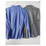 APPEARS NEW - Edwards Womens Button Down Dress Shirts - Blue and Gray Set (Size Large)