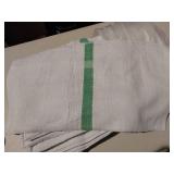 APPEARS NEW - Pakistani Cotton Bar Towels with Green Stripe (Set of 12)