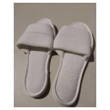 APPEARS NEW - White Terry Cloth Hotel Slippers (Size 8-9)