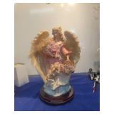Fiber Optic Angel Figurine on Wooden Base