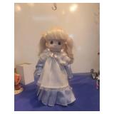 Precious Moments Doll in Blue and White Dress