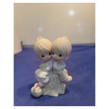 Precious Moments Two Children on Log Figurine