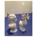 Precious Moments White Porcelain salt and pepper shakers Figurines