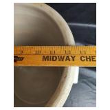 Vintage Western Stoneware 6 Gallon Crock with Blue Leaf Design and Wooden Handles