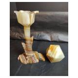 Mexican Onyx Flower Candleholder and Paper Weight from Mexico