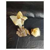 Mexican Onyx Flower Candleholder and Paper Weight from Mexico